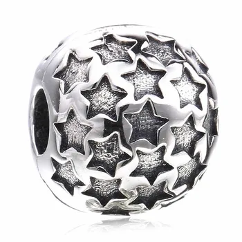 

Authentic 925 Sterling Silver Bead Charm Vintage Milkyway Star Clip Lock Stopper Beads Fit Bracelet Diy Jewelry