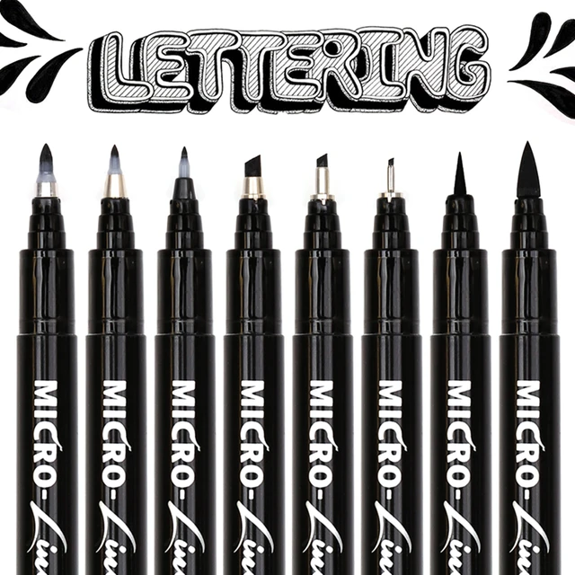 Hand Lettering Pens, Calligraphy Brush Pen, Pigment Liner Micron Pen Black  Markers Set for Artist Sketch, Technical, Beginners - AliExpress