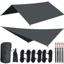 10X10 футов водонепроницаемая Брезентовая палатка для кемпинга, дождливая Брезентовая палатка, гамак дождевой, коврик для пикника и пляжа, отпечаток для палатки и солнцезащитный козырек, Пешие прогулки