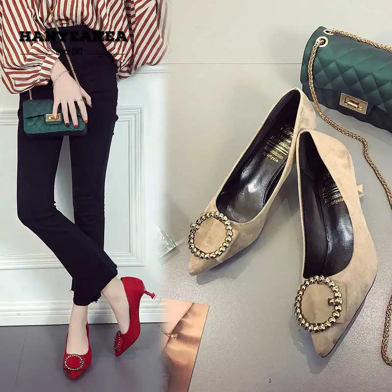 

Buckle Buty Damskie Na Obcasie Sweet Fashion Chaussure Femme Concise Elegane Buckle Buty Damskie Na Obcasie