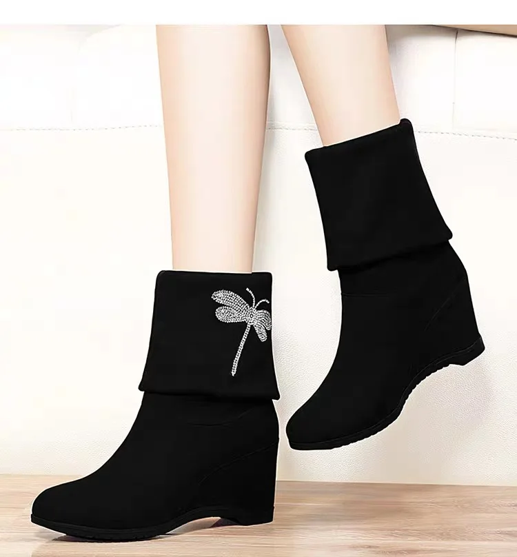 

Short Boots Women's Spring And Autumn plus Velvet Slanted Heel Elevator WOMEN'S Boots High Heel Versatile WOMEN'S Shoes 2019 New
