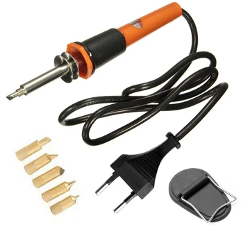 

7pcs Welding Soldering Iron Multipurpose Wood Pencil Burner With Brass Tips Electric Accessories EU Plug Burning Pen Set Leather