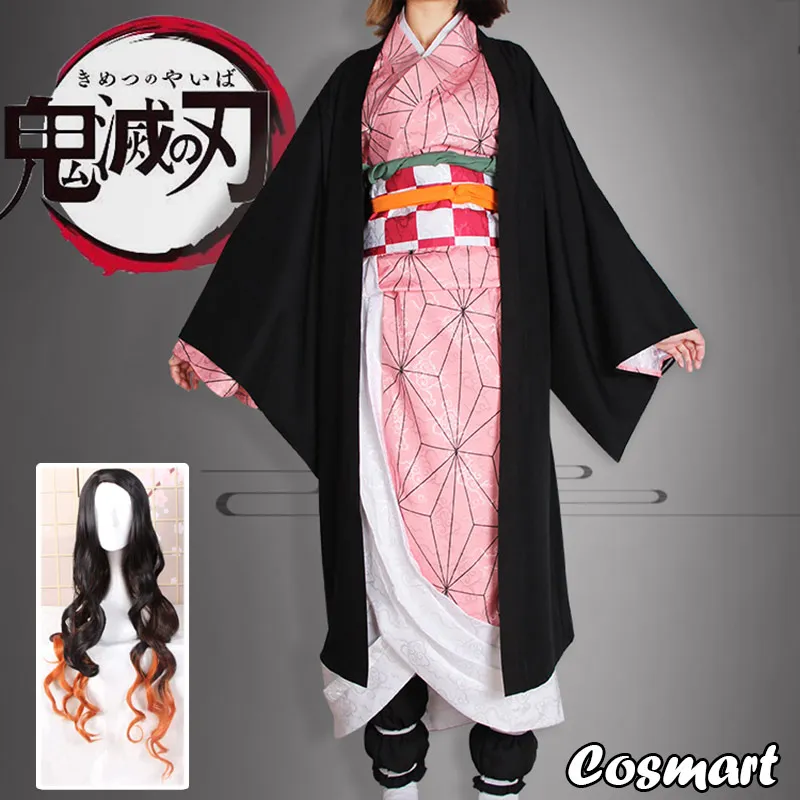 

Anime!Demon Slayer Kimetsu no Yaiba Kamado Nezuko Cosplay Costume Kimono Uniform any size Halloween Costumes for Wo
