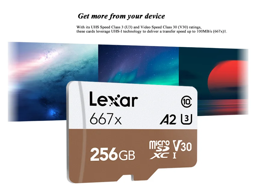 Оригинальная карта памяти Lexar до 100 флэш карты Micro SD 667x класс 10 256 ГБ 128 Бесплатный
