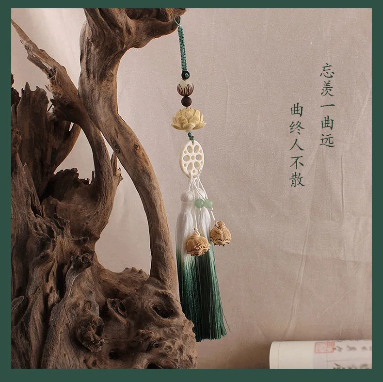 Ручной работы Huangyang Деревянные Резные Lotus Bodhi бусины кисточкой ювелирные изделия Ремесло фурнитура украшение автомобиля