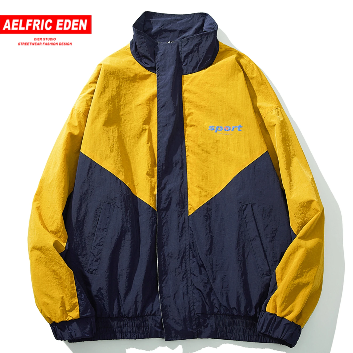 

Aelfric Eden Patchwork Letter Printed Mens Jackets Harajuku Hip Hop Color Clock Male Tops Fashion Casual Cotton Coats Streetwear