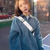 Fleece Polo Collar Hoodies Thick Women Spring Winter Warm Korea Sweatshirt Casual Harajuku Oversized Long Sleeve Top Vintage ► Photo 2/6