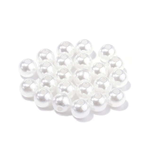 1000pcs 3-10mm Round ABS Imitation Pearl Beads Loose Beads Plastic Acrylic Spacer Bead For Jewelry Making Diy Bracelet Necklace White Hole
