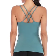 Женский укороченный топ для йоги, спортивный бюстгальтер с открытой спиной, облегающий топ с подкладкой, рубашка для йоги, фитнеса, тренировки, спортзала, пуш-ап, бега, йоги, жилет