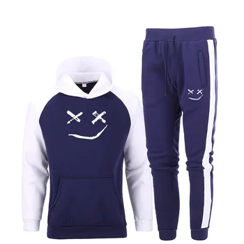 

New Tracksuit Fashion Men 's Sportswear Color Splice Hoodie Vetement Homme Jogging Track Suit 2-piece Hooded Sweatshirt+pants