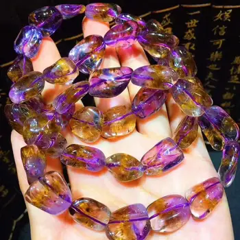 

Natural Cacoxenite Purple Gold Rutilated Quartz Bracelet 14x11mm Women Men Crystal Clear Cut Beads Certificate AAAAAA