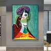 Woman in Beret and Checked Dress by Pablo Picasso Printed on Canvas 1