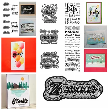 

Dutch Words Sentences Basic Phrases Winter Clear Stamp Set layered Metal cutting dies For Scrapbooking Paper Craft Handmade
