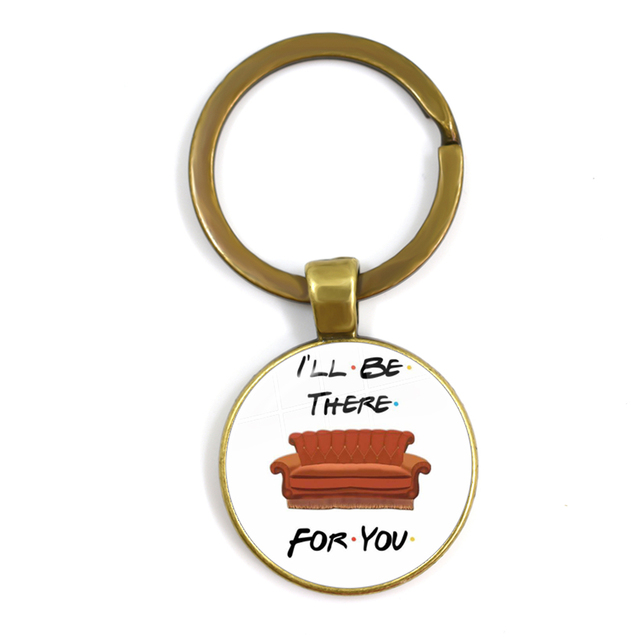 Friends TV Show Pendant Keychain Character Cartoon Fun Pattern 25mm Glass Cabochon Key Ring Keyholder Good Friend Gift
