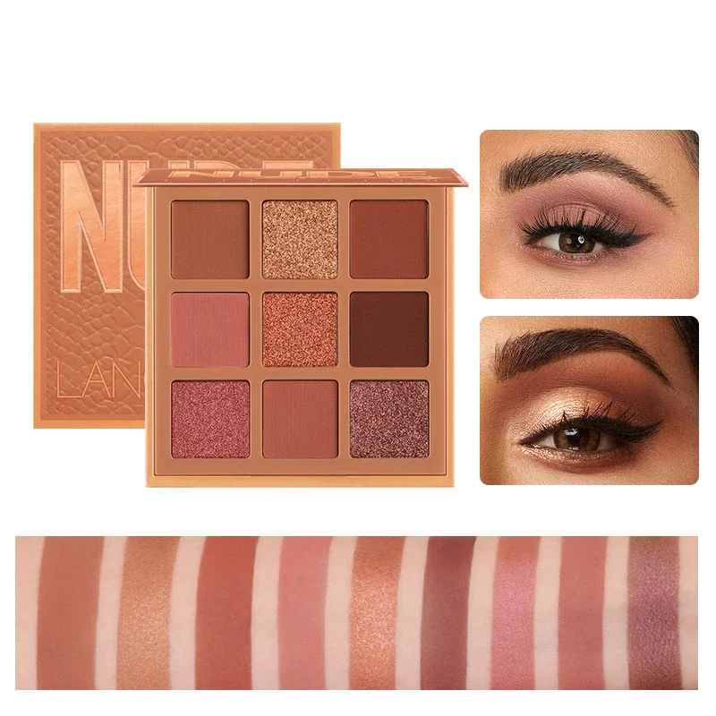 Langmanni Nude Eyeshadow Makeup Palette Matte Lasting Waterproof Non-Flying Powder Makeup Cosmetics eye shadow eye shadow plate 9 Colors