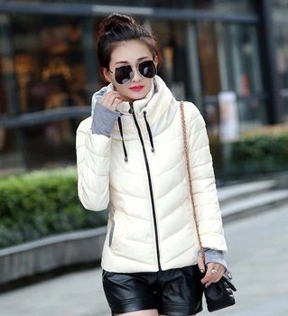 

Winter Jacket women Plus Size Ladies Parkas Thicken Outerwear solid hooded Coats Short Female Slim warm padded basic tops