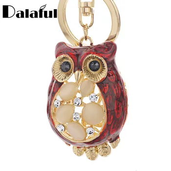 

Dalaful Cute Opal Owl Key Chain Rings Metal Crystal Animal For Car Keyrings Keychains Purse Pendant For Girls Womens K343