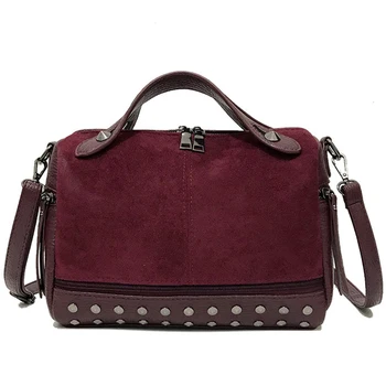 

New Arrival Nubuck PU Leather Handbags for Women Casual Female Shoulder Bag Crossbody Bag Ladies Large Rivet Messenger