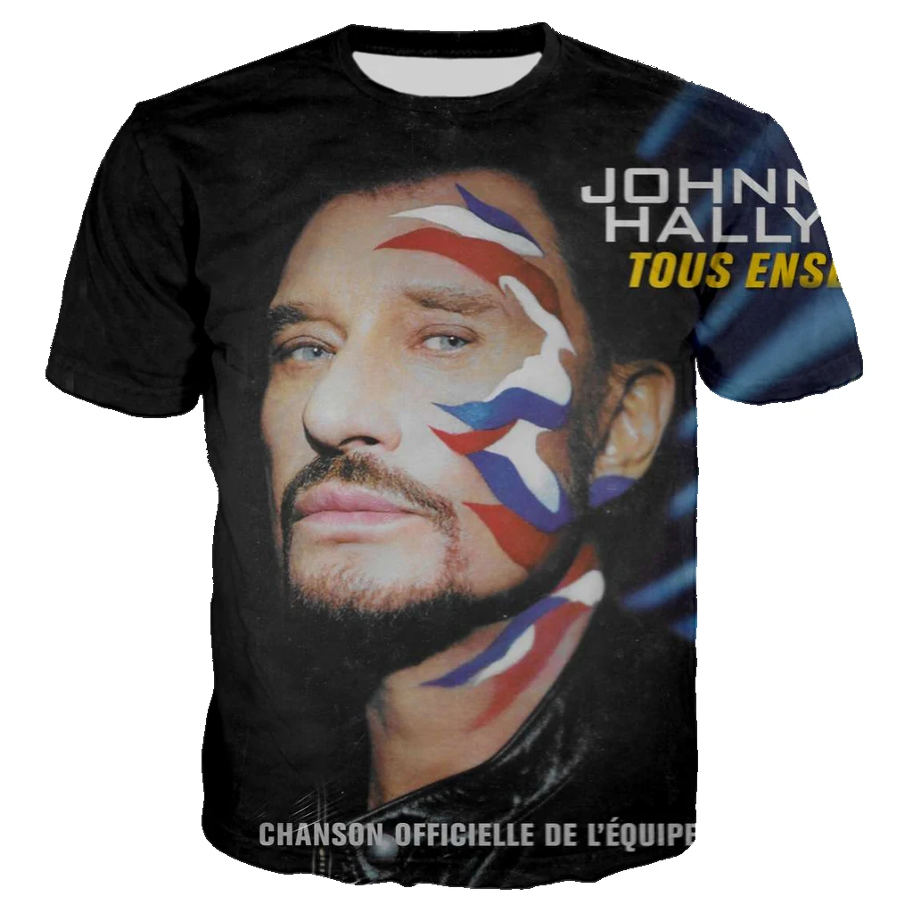 3d impresso johnny hallyday camiseta unisex verão