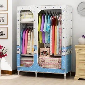 

Large fully enclosed zipper simple wardrobe steel frame cloth wardrobe steel tube bold reinforcement double storage hanger