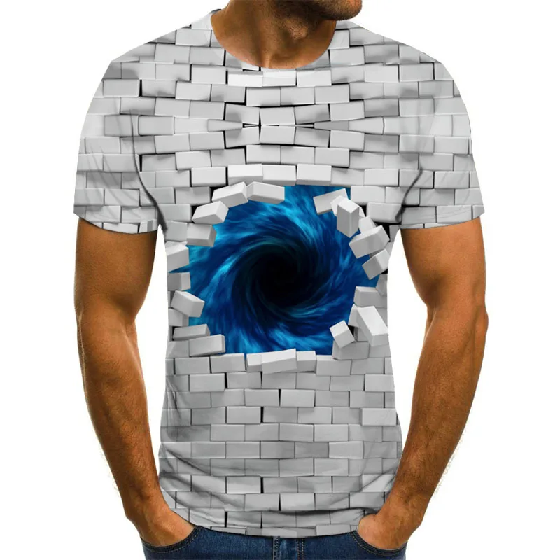 

Creative wall vortex 3D digital printing Tshirt summer short-sleeved TShirt men T-shirt fashion explosion models youth Slim Tees