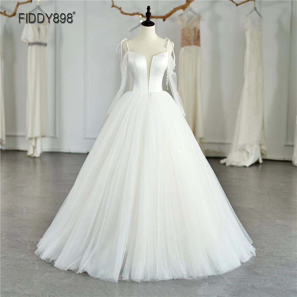 

Simple Wedding Dress 2020 V-Neck Bride Gown for Women Elegant Boho Spaghetti Straps Bridal Dresses Vestidos De Novia