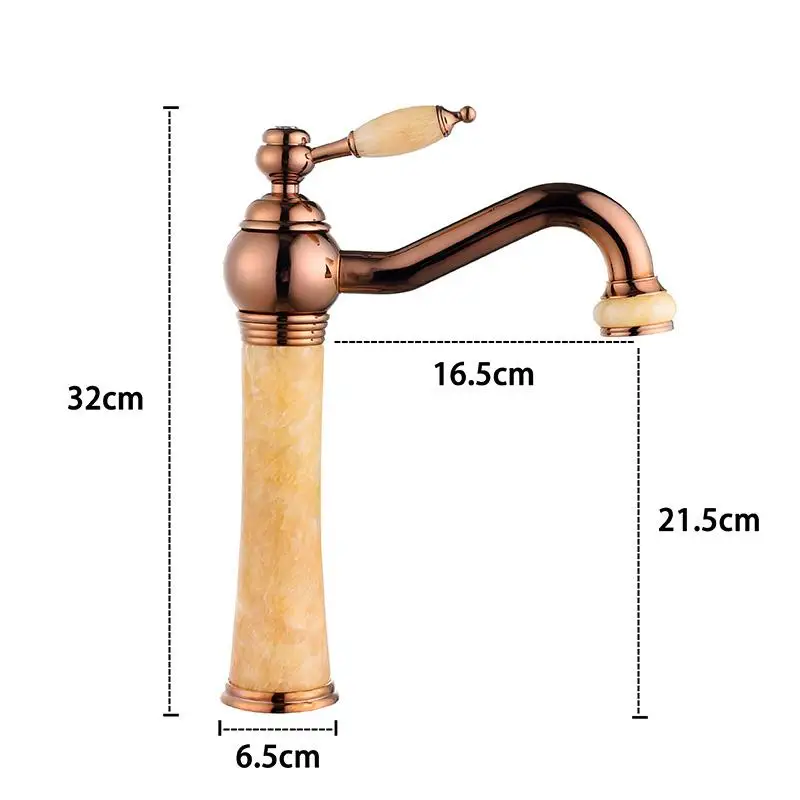 Кран для раковины из розового золота и нефрита кран ванной комнаты горячей