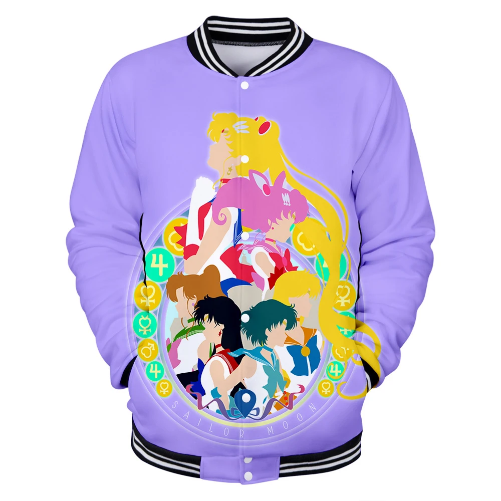 Новый аниме Kawaii 3D в морском стиле толстовка с Луной печать Harajuku Колледж Бейсбол