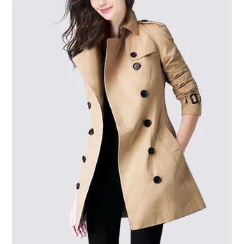 

High Quality Trench Coat Women 2020 New Spring Autumn Windbreaker Fashion Double Breasted Belt Short Solid Color Overcoat