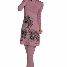 Большие размеры мусульманские купальники для женщин скромный цветочный принт полное покрытие Мусульманский купальник хиджаб ислам Буркини пляжная одежда для ванной