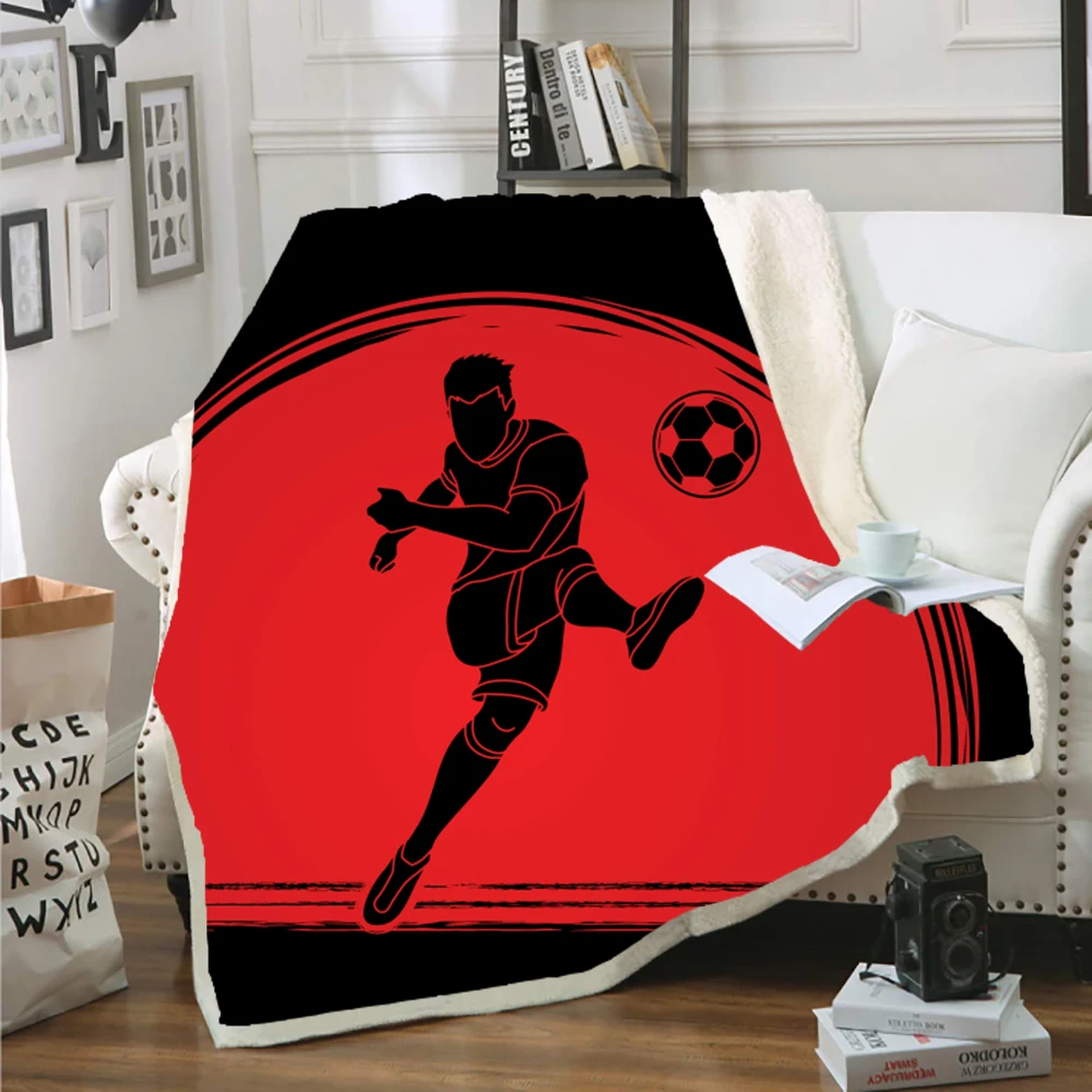 Sports Star Sherpa Fleece Home Warm Blanket for Travel Athlete Print Coral Fleece Nap Blanket for Sofa Bed Boys Gift 150x200cm