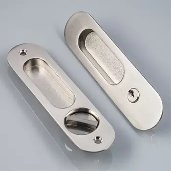 

Invisible Wood Glass Barn Door Sliding Cup Steel Lock Handle 16*4.1cm Silver