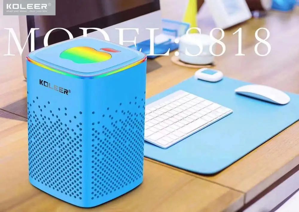 818 красочный беспроводной Bluetooth динамик открытый красочные лампы карты вставки подарок сабвуфер звук - Цвет: Синий