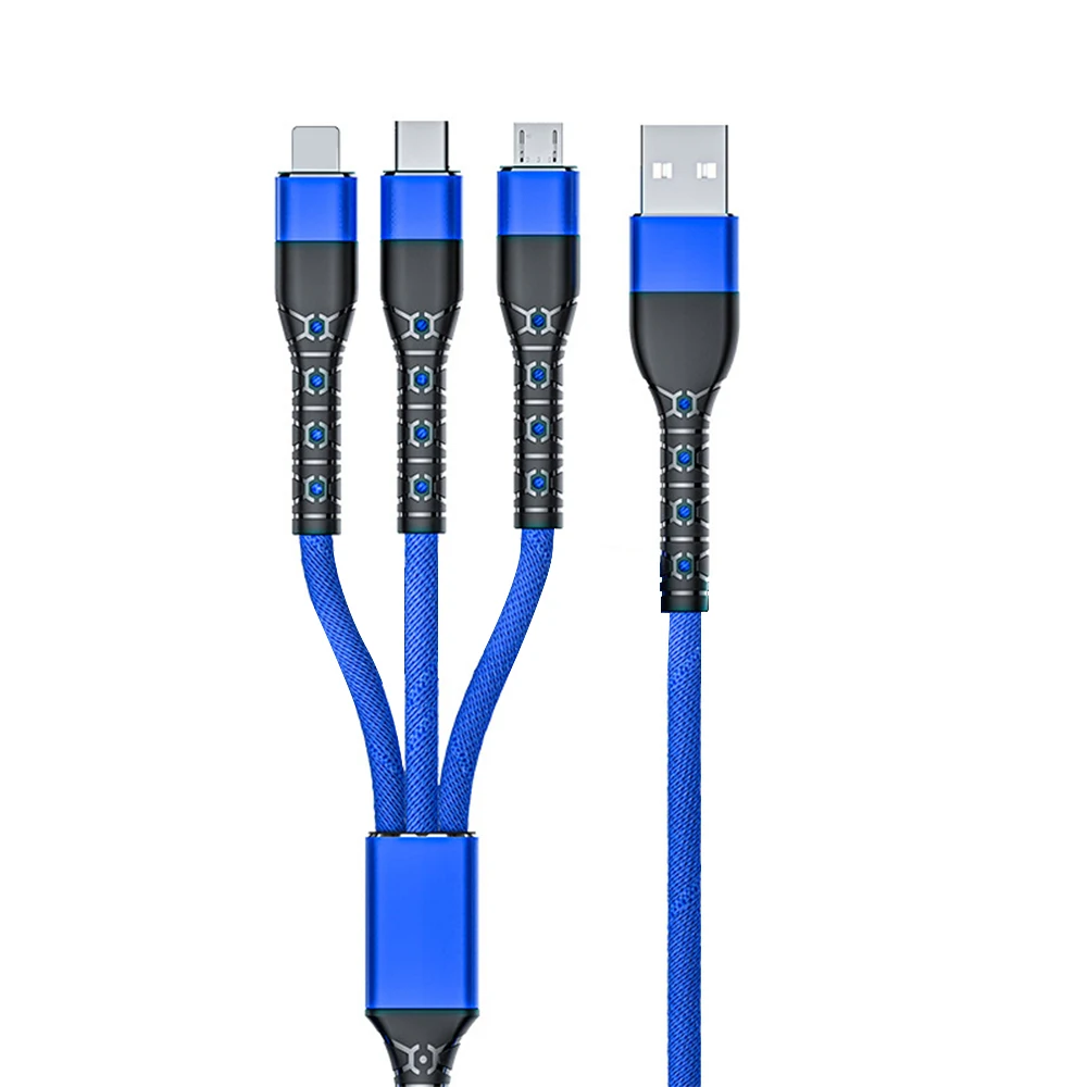 3 in 1 6A USB Cable Fast Charger Wire Type C/Micro USB/iOS Data Cable For Apple Android Xiaomi Huawei  Mobile Phone  Chargers3 in 1 USB Cable 6A Fast Charging Wire Quick Charger Type-C/Micro USB/iOS Data Cable For Apple Android Mobile Phone Accessories charger type for android Cables