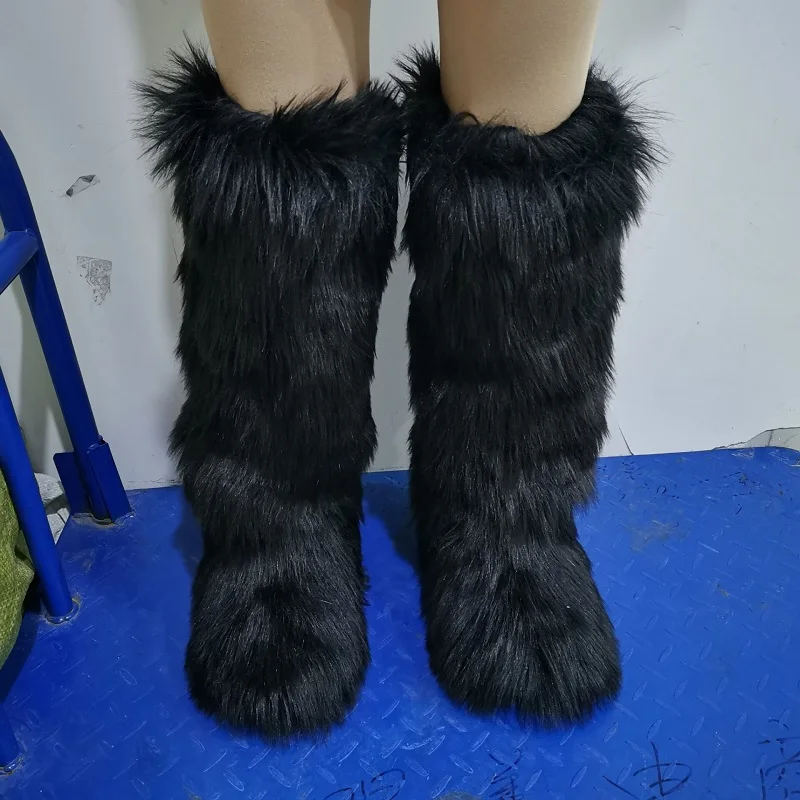 Fashion Knee High Boots Fur Womens Knee High Fur Boots Boots Female Knee High Fur Women's
