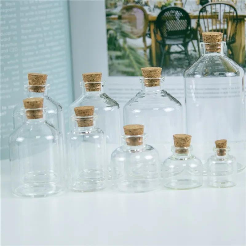 

Transparent Glass Pendants Cork Bottles Glass Empty Storage Wishing Bottles Pendants Decorative Diy Jewelry 12pcs Free Shipping