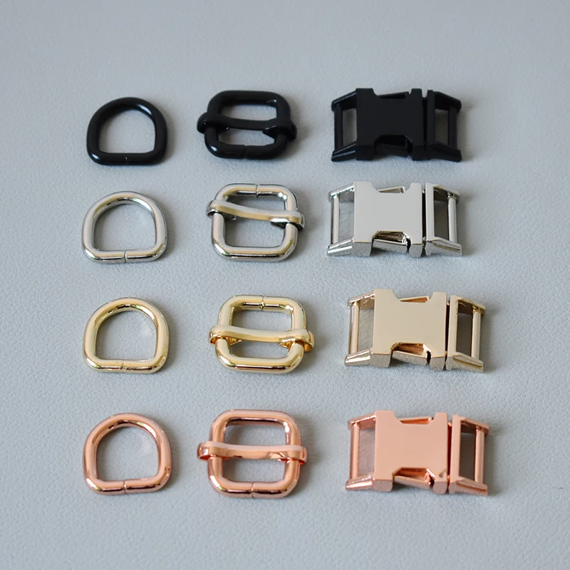 50 Sets 15mm Metal Buckle Adjust Buckle D Ring 3piece Plated Straps bing Garments Dog