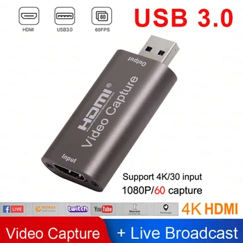 

Video HDMI Capture Card USB 3 USB 3.0 HDMI Video Grabber Recorder Box PS4 Game DVD Camcorder HD Camera Recording Live Streaming