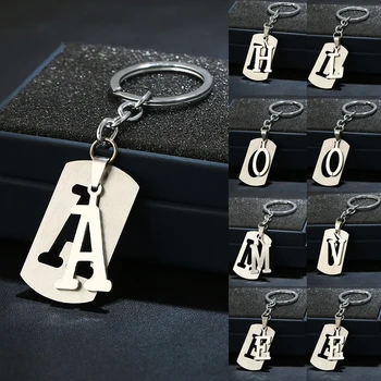 

Stainless Steel Alphabet Key Chain Ring Men Women 26 English Initial Letters Keychains Car Wallet Handbags Accessories