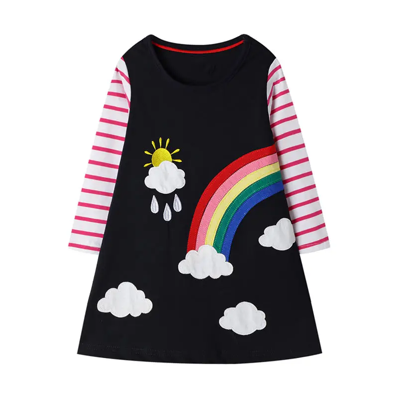 VIKITA vestido infantil Unicornio/платья с длинными рукавами с героями мультфильмов для девочек; платье для девочек с аппликацией в виде животных; осенняя одежда для девочек с единорогом