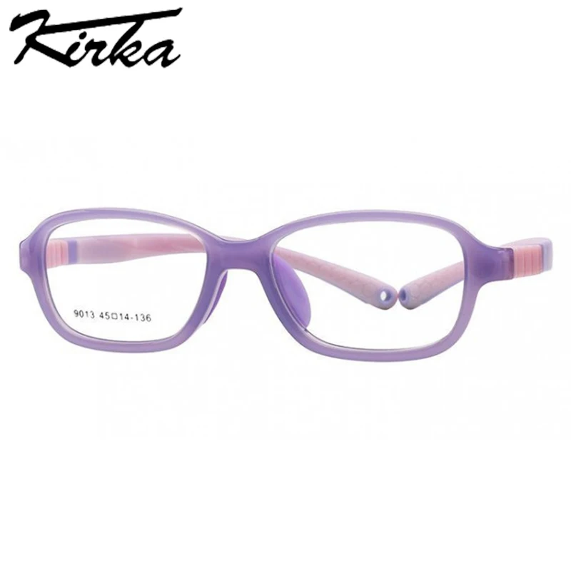 Kirka Children Eyeglasses Frames Full Rim Boy Girl Glasses TR90 Light Rectangle Flexible Kid Glasses Frame Non-slip Temples 9013 optical glasses frames