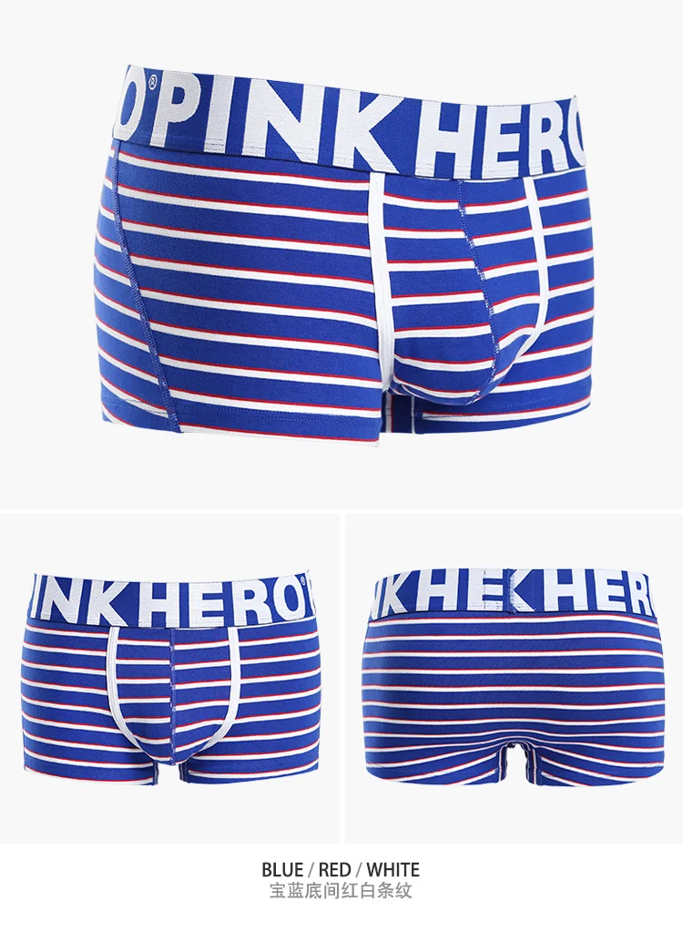 4pcs New 2020 Pink Heroes High-Quality Men Boxer Shorts Cotton Underwear Comfortable Male Panties Fashion Striped Man Underpants sexy guy underwear