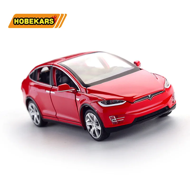  Diecast Vehicles Tesla SUV 1:32 Model Car Metal Alloy Simulation Pull Back Cars Lights Toys For Kid