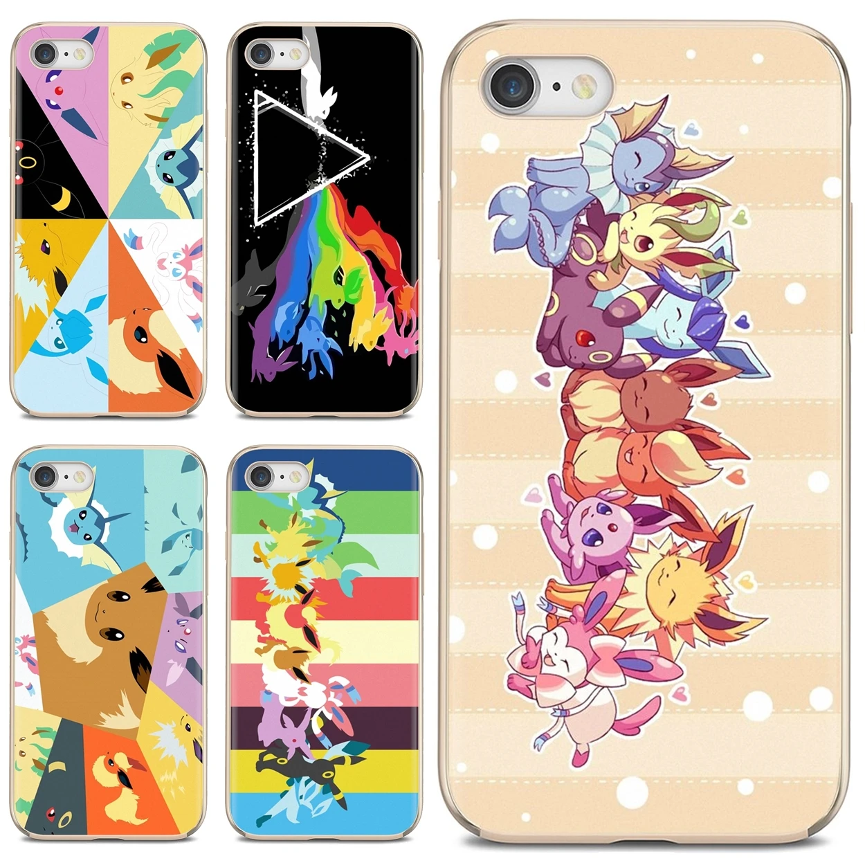 Eevees-Эволюции-искусство-Радуга-чехол для сотового телефона Pokemon iPhone 10 11 12 Pro Mini 4S SE 5C