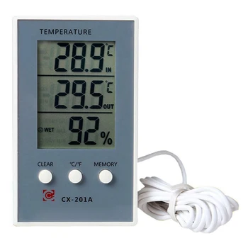 

Indoor Outdoor Digital LCD Humidity Hygrometer Thermometer Meter Probe Cable C/F Multifunctional VJ-Drop