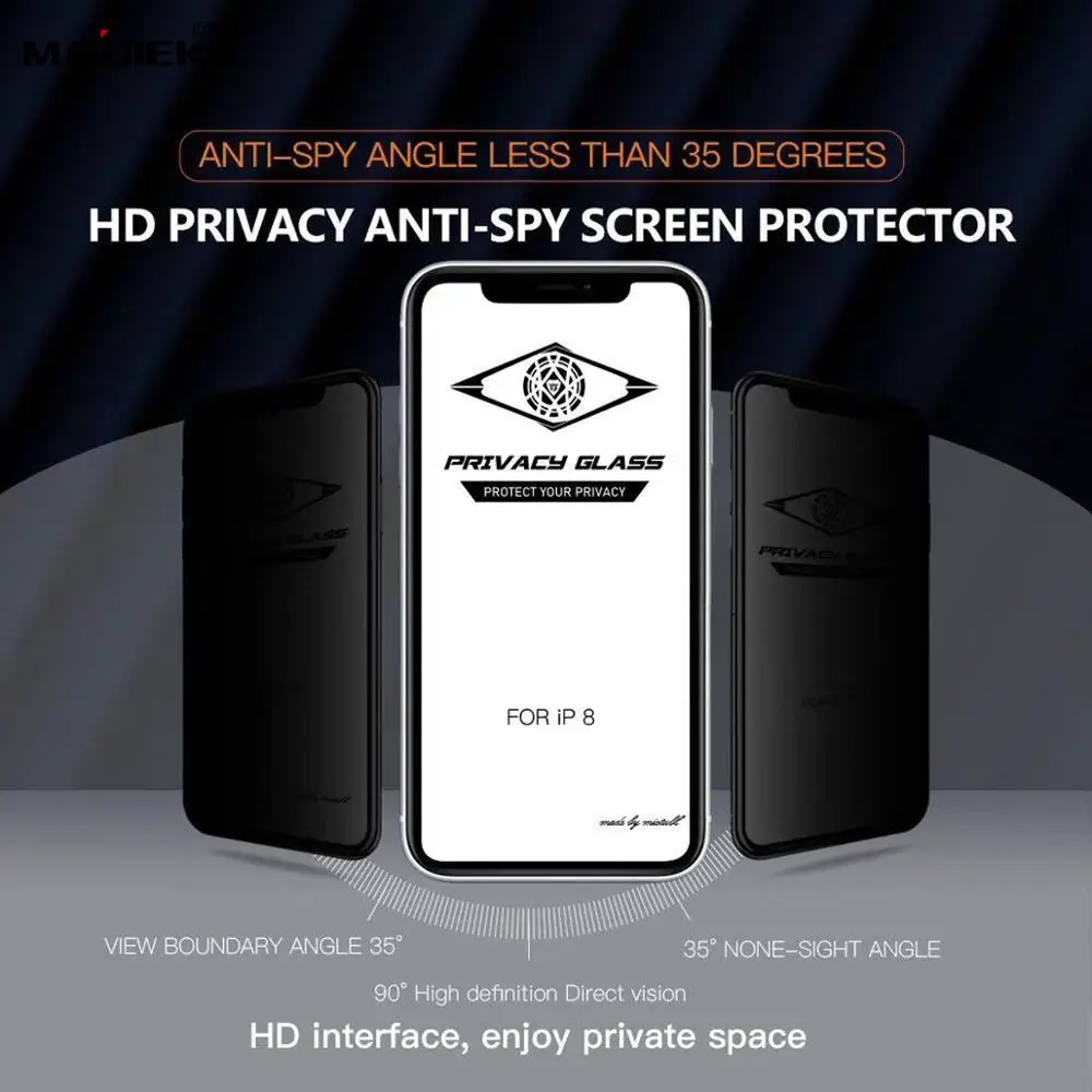 

9H HD Full Privacy Anti-spy Screen Protector For iPhone X Xs max XR 8 7 6s 6 plus Full Privacy Tempered Glass High Definition