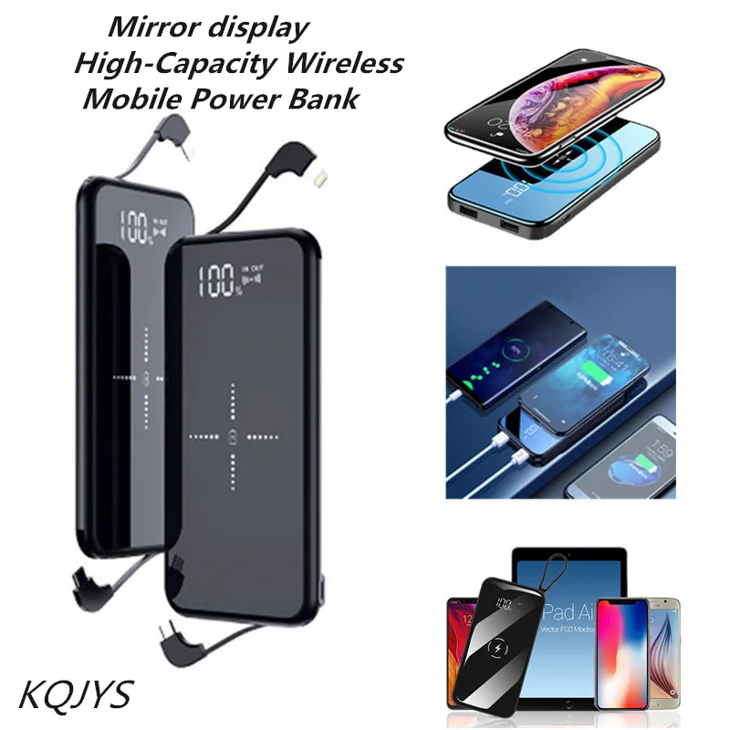 

KQJYS Wireless Power Bank Charger LED Digital Display 10000mAh For Huawei Xiaomi Portable USB Battery Charger For iPhone Samsung