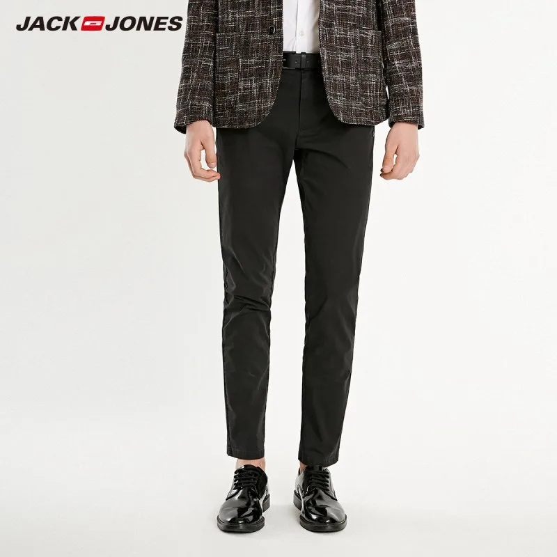 JackJones мужские хлопковые брюки стрейч однотонные деловые повседневные мужские 219114572