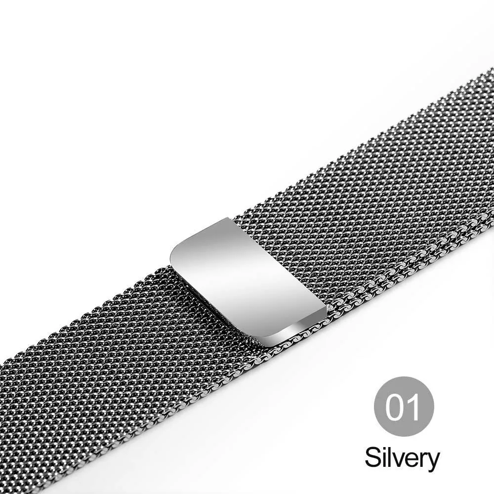 Silver Миланский Браслет-петля, браслет из нержавеющей стали для Apple Watch, серия 12, 3, 42 мм, 38 мм, Браслет-ремешок для iwatch, серия 4, 5, 40 мм, 44 мм - Цвет ремешка: Silver