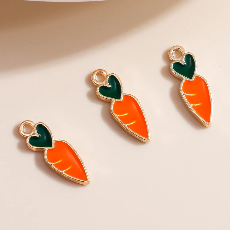10pcs/lot 5*16mm Mini Carrot Charms for Earrings Pendants Necklaces Making Cartoon Enamel Heart Charms DIY Jewelry Accessories